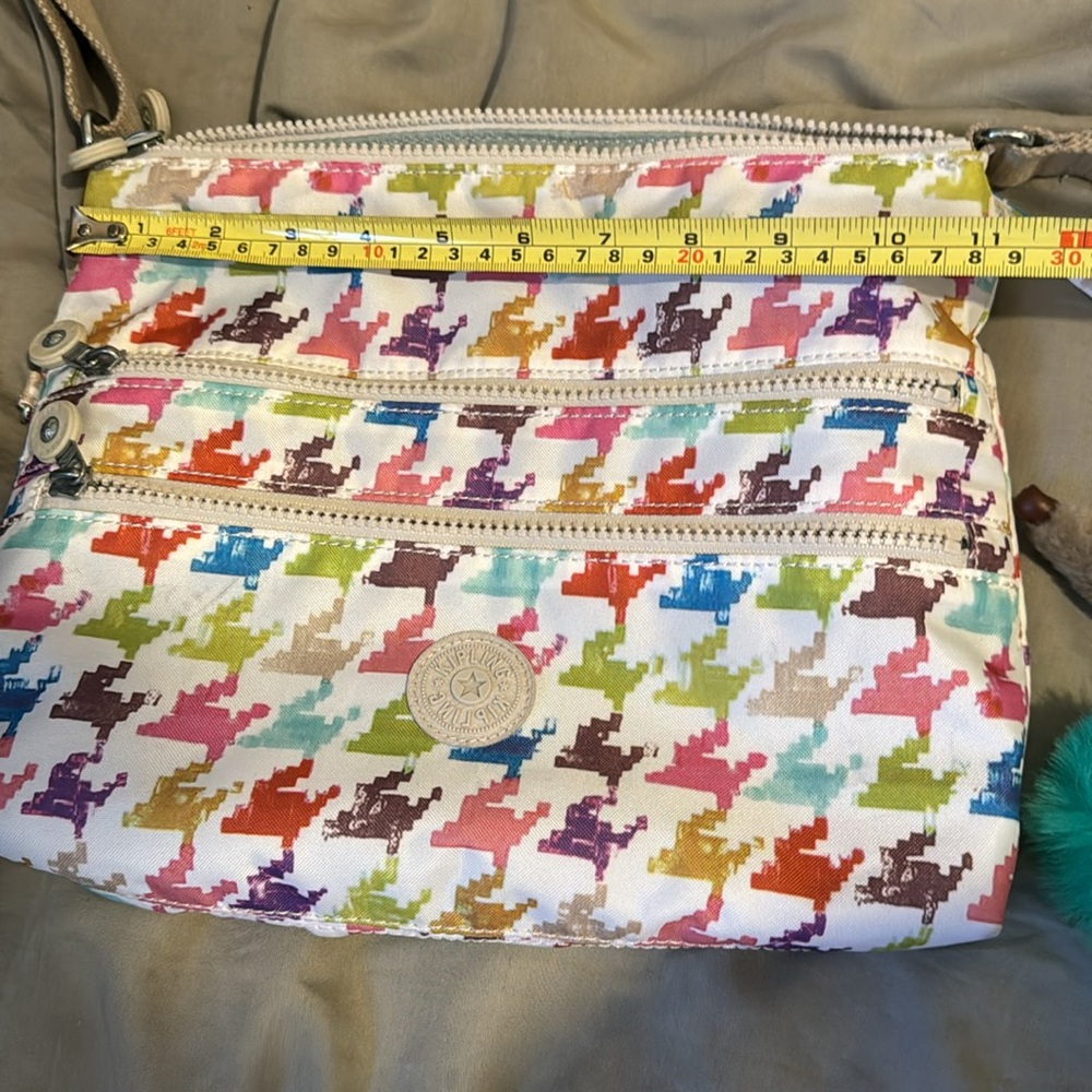 Kipling Multi Zip Houndstooth Multi Color Crossbo… - image 2